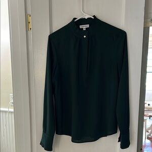 Calvin Klein Green Long Sleeve Mandarin Collar Blouse